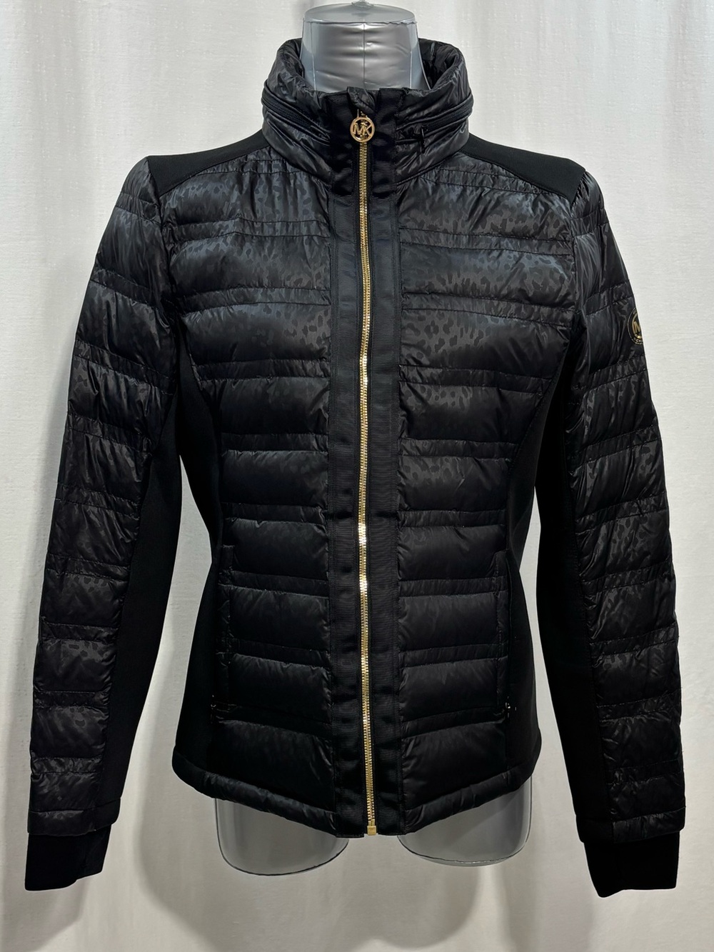 Michael Kors Black Quilted Puffer Jacket with Gold Zipper Large